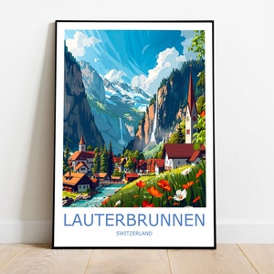 Lauterbrunnen Travel Print Lauterbrunnen Wall Art Lauterbrunnen Travel Poster Lauterbrunnen Wall Decor  Switzerland Wall Art Alps Wall Art