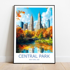 Impresión de viaje a Central Park Arte mural de Central Park Póster de viaje a Central Park Decoración de pared de Central Park Viaje a Nueva York Decoración de pared de Nueva York Arte