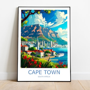 Impression de voyage au Cap, art mural au Cap, affiche de voyage au Cap, art cadeau au Cap, décoration murale, impression de voyage en Afrique du Sud pour la maison