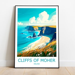 Cliffs of Moher Reise-Druck Cliffs of Moher Wandkunst Cliffs of Moher Reiseplakat Irland Geschenk