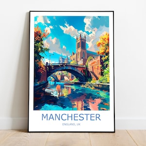 Manchester Travel Print Manchester Wall Art Manchester Travel Poster Manchester Gift Art Manchester Wall Decor Home England Travel Print