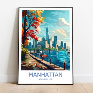 Manhattan Travel Print Manhattan Wall Art Manhattan Travel Poster Manhattan Gift Art New York Wall Decor New York Print New York Poster