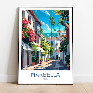 Marbella reisafdruk Marbella muurkunst Marbella reisposter Marbella cadeau kunst Marbella wanddecoratie Spanje reisafdruk Marbella Spanje cadeau