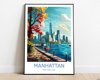 Manhattan Reise-Druck Manhattan-Wand-Kunst Manhattan Reise-Poster Manhattan Geschenk Kunst New York Wand-Dekor New York Druck New York Poster