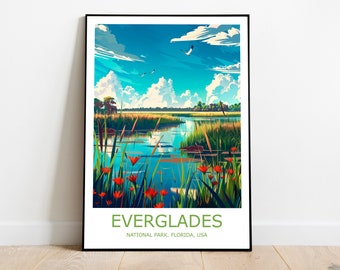 Impression voyage des Everglades, art mural des Everglades, affiche de voyage des Everglades, cadeau des Everglades, décoration des Everglades, impression des voyages en Floride, art mural de la Floride