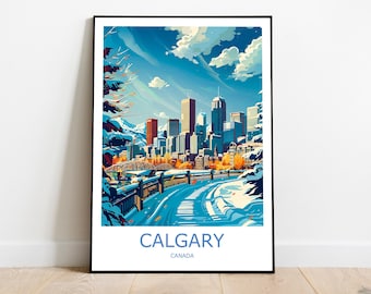 Calgary Skyline Art Print, Canada Travel Poster