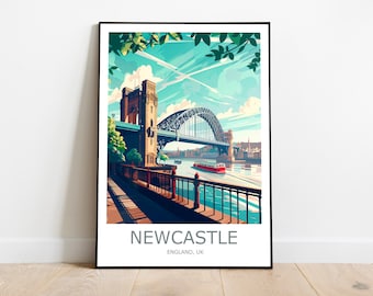 Stampa di viaggio Newcastle Arte da parete Newcastle Poster di viaggio Newcastle Arte regalo Newcastle Decorazione da parete Newcastle Stampa di viaggio Inghilterra Regalo Inghilterra