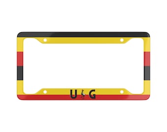 Uganda Personalized License Plate Frame, Ugandan Flag Custom Car Plate, UG License Plate Holder Gift, Uganda Car Accessories