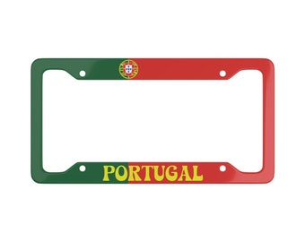 Portugal Personalized License Plate Frame, Portugal Flag Custom Car Plate, PT License Plate Holder Gift, Portugal Car Accessories