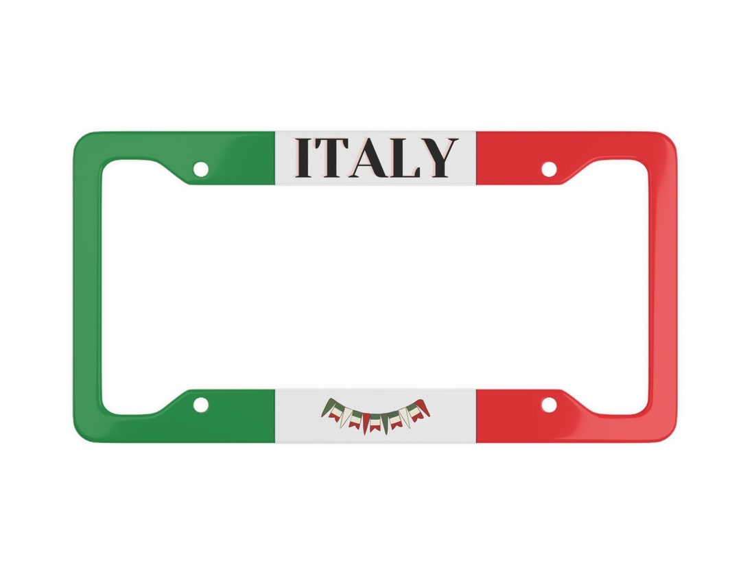 thumbnail interactive-video image 1 of Italian Flag Italy Country Metal License Plate Frame – Front/Rear, Standard US/Canada Size 1 of 2