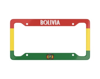 Bolivia Personalized License Plate Frame Bolivian Flag Custom Car Plate BO License Plate Holder Gift Bolivia Car Accessories