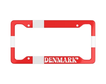 Denmark Personalized License Plate Frame Danes Flag Custom Car Plate, DK License Plate Holder Gift, Denmark Car Accessories