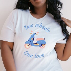 Two wheels one love t shirt, Scooter shirt, Moped t shirt, Vintage moped t shirt, Classic scooter shirt, Mod t shirt