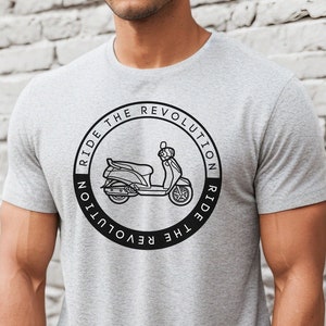 Ride the Revolution, scooter t shirt, classic moped shirt, vintage moped shirt, Mod shirt, Gift for him, Motorcycle fan t shirt, Biker shirt