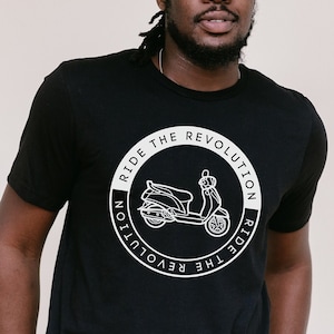 Ride the revolution, Scooter t shirt. moped shirt, motobike fan t shirt, vintage moped shirt, classic scooter shirt, Gift for him, Mod shirt