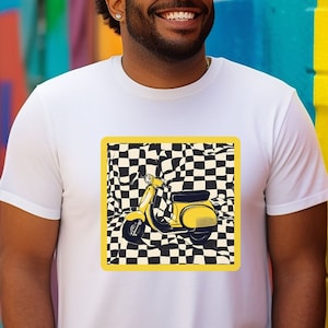 Moped t-shirt, Vintage style shirt, Scooter enthusiast top, MOD shirt, Gift for him