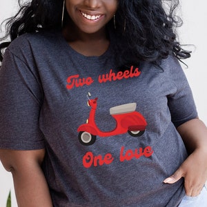 Two wheels one love t shirt, scooter t shirt, moped t shirt, biker shirt, retro moped shirt, mod t shirt
