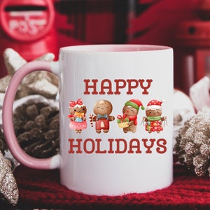 Happy Holiday gingerbread mug, Christmas cup, Secret Santa gift
