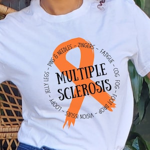 T-shirt Sclerosi Multipla, supporto per la SM, sensibilizzazione sulla SM, maglietta con nastro arancione per la SM
