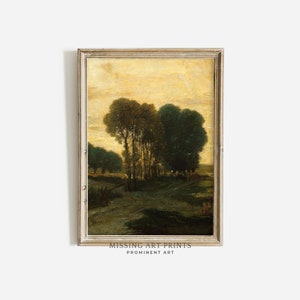 Tree Landscape Print Vintage Field Wall Art Sunset Landscape Wall Decor Tree Sunset Art Print Classic Home Decor Tree Scenery For Bedroom