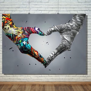Love Heart Canvas Motivation Art Banksy Art Graffiti Painting Love Canvas  Street Art Graffiti Wall Art Modern Art 