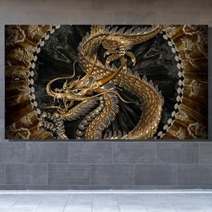 Dragon Canvas, Dragon Wall Art, Dragon, Fantastic Dragon Painting, Dragon Ready to Hang, Dragon Poster, Dragon Prints, Dragon Home Decor