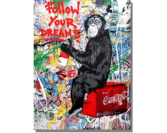 Banksy (Follow Your Dreams) Paintings, Banksy Perfect Canvas Print, Banksy Wall Art, Banksy Gift Poster, Banksy Canvas Ready to Hang, Banksy