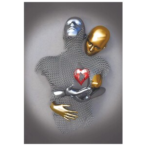 Gold Women and Silver Man (Who holds your heart) Canvas Painting, Gold Women and Silver Man Home Decorations, Canvas Poster, Modern Wall Art