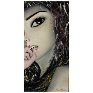 Original (Moon Girl / Face Detail) Oil Painted Painting, Original Oil Painting, Original Pictures on Canvas, Personalized Oil Painting