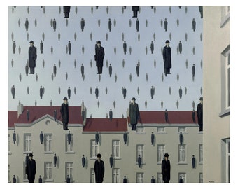 René Magritte (Golconda, 1953) Canvas Prints, René Magritte Canvas Posters, René Magritte Gift Canvas Paintings, Surrealism Artworks, Gifts