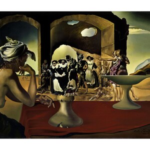 Salvador Dali (Slave Market with the Disappearing Bust of Voltaire) Canvas Poster, Salvador Dali Canvas Print, Salvador Dali Canvas Painting