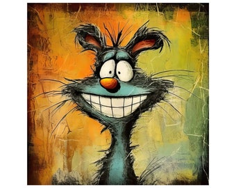 Crazy Cat Canvas Paintings, Crazy Cat Canvas Posters, Crazy Cat Canvas Prints, Home Decor, Crazy Cat Canvas Wall Art, Artwork, Ready to Hang