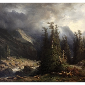 François Diday ( Path from Grimsel to Handeck, 1855) Canvas Print, François Diday Canvas Posters, François Diday Canvas Painting, Home Decor