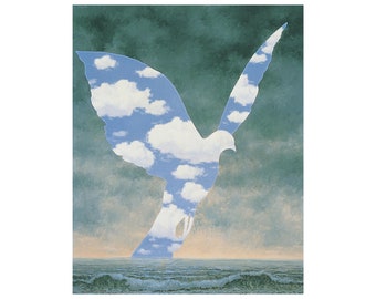 René Magritte (La Grande Famille, 1963) Canvas Print, René Magritte Canvas Posters, René Magritte Gift Canvas Paintings, Surrealism Artworks