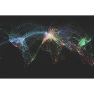 Póster de lienzo con mapa del mundo de rutas, pintura en lienzo con mapa del mundo de rutas de vuelo, impresiones en lienzo con mapa de rutas de vuelo, decoración del hogar con mapa de rutas de vuelo del mundo