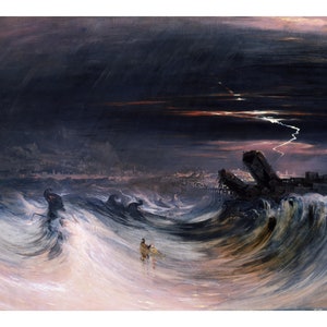 John Martin (Destruction of Tyre 1840) Canvas Print, John Martin Canvas Poster, John Martin Canvas Painting, Home Decor, Souvenir Paintings