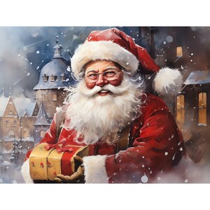 Weihnachtsmann Leinwanddrucke, Weihnachtsmann Leinwand Poster, Weihnachtsmann Leinwandkunst, Wohnkultur, Weihnachtsmann Leinwand Gemälde, fertig zum Aufhängen