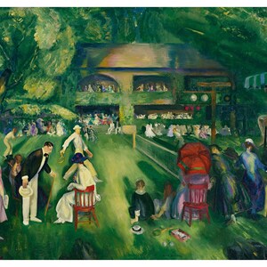 George Bellows (Tennis at Newport) canvas schilderij, George Bellows canvasafdrukken, George Bellows canvas poster, klaar om op te hangen, woondecoratie