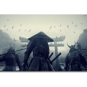 Samurai Perfect Paintings, Dark Weather Samurais Canvas Print, Samurais Gift Poster, Samurais Canvas Wall Art, Incredible Warriors Canvas