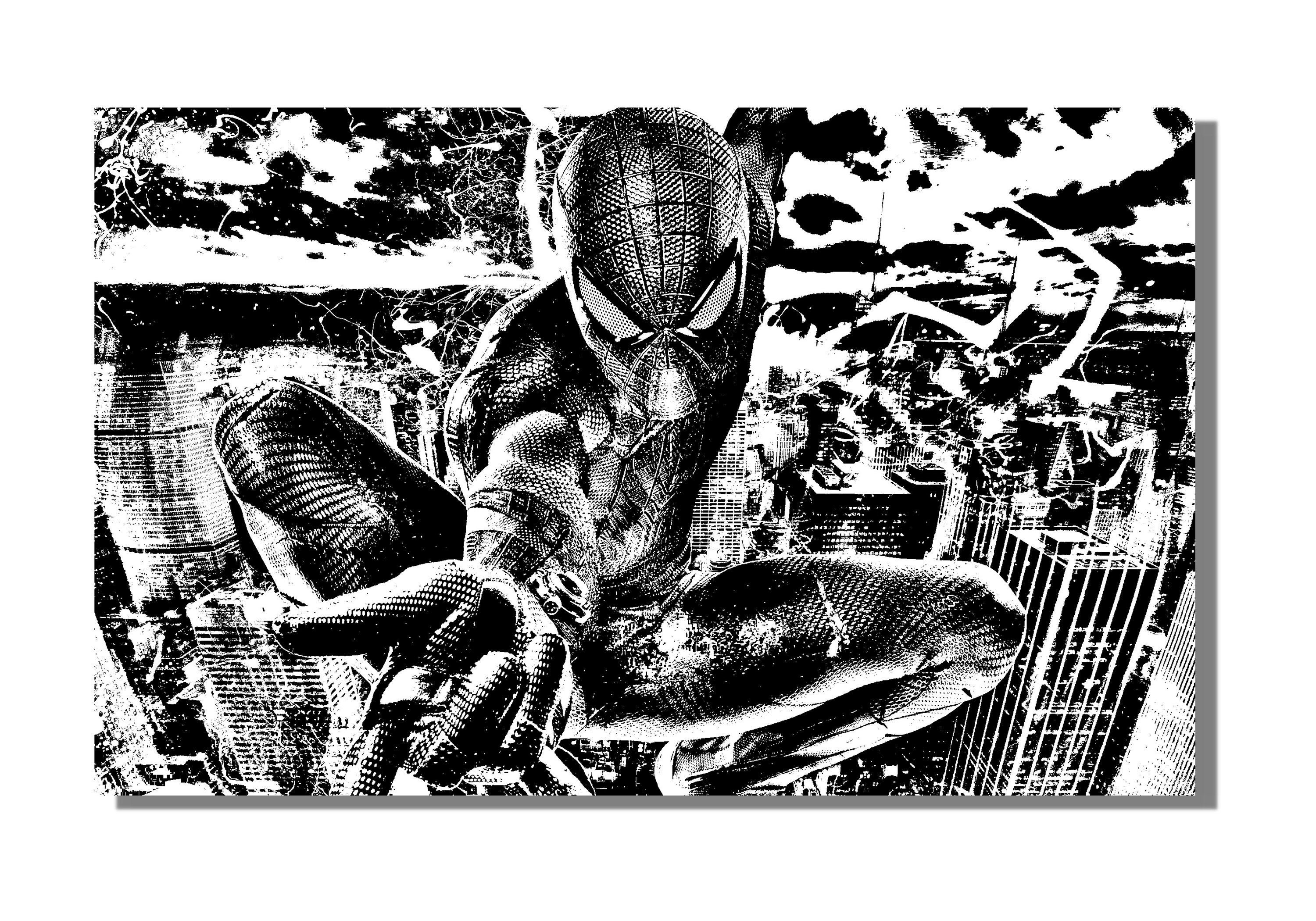 Spiderman Black and White Canvas Print, Spiderman Painting, Spiderman