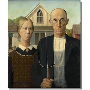 Grant Wood American Gothic Canvas Wall Art, Grant Wood Canvas Print, Grant Wood Canvas Painting, Grant Wood Canvas Poster, Grant Wood Canvas
