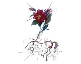 Salvador Dali Wall Art,Salvador Dali Flower Print, Salvador Dali Paintings,Salvador Dali Poster, Ready To Hang,Surrealist Canvas Wall Art