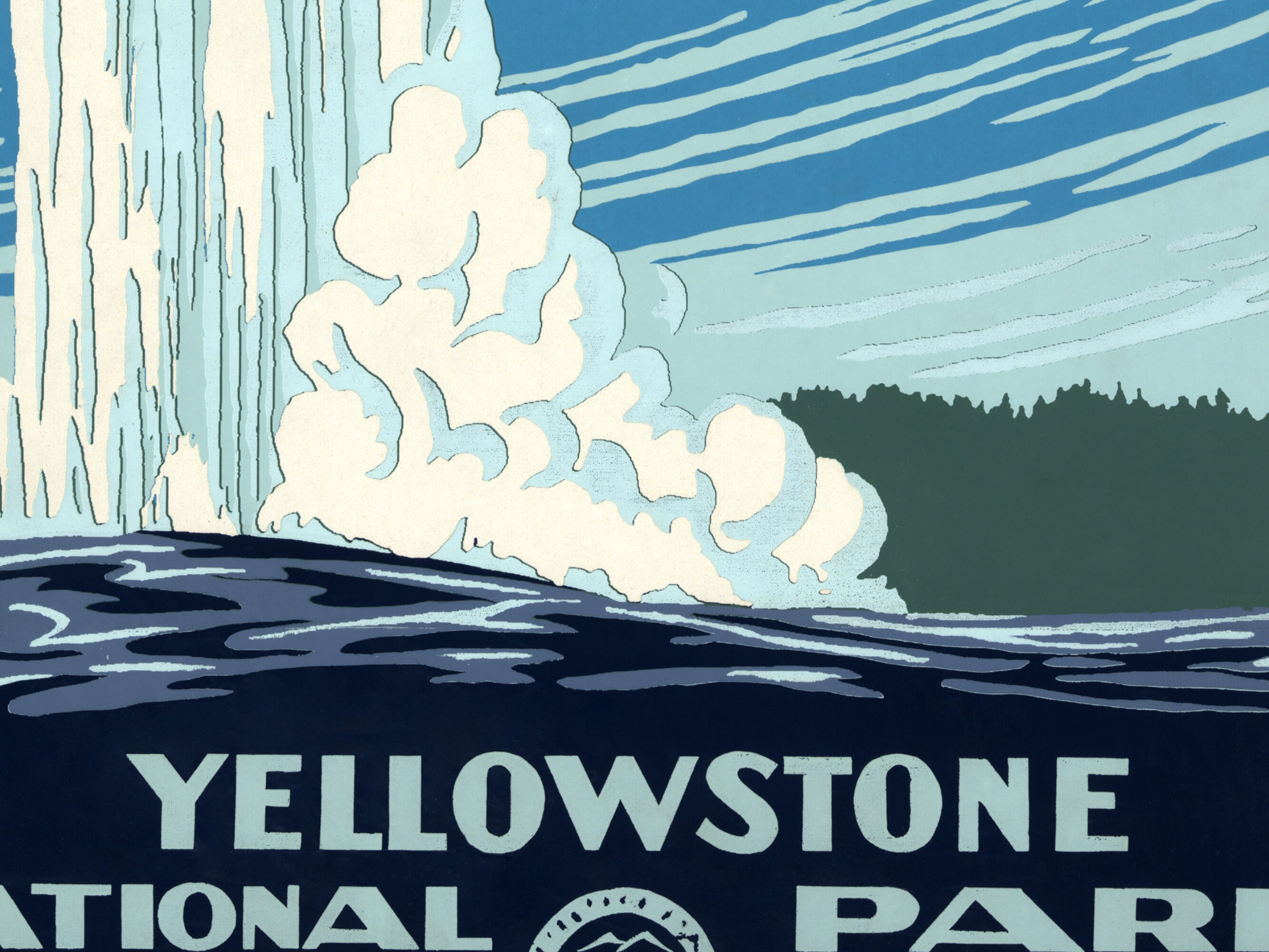 Printable Graphic Art Print, Instant Download, Yellowstone, Mid Century