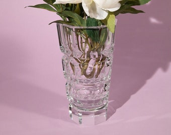 Art deco 30s 40s clear cut crystal vase, attributed to Josef Hoffman for Moser | Unique Christmas gift, Housewarming gift, wedding gift