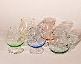 Vintage Pastel Stemmed Glasses Set: Retro Tabletop Decor