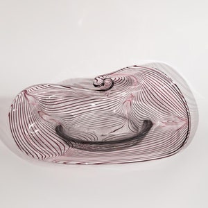 Vintage Gestreifte Murano Glas Schale: Mid-Century Modern Centerpiece