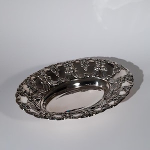 Vintage mid-century oval tray | silver plated tray, silver tray, adorned tray, serving tray, bar cart, cocktail tray, unique gift, 70s decor