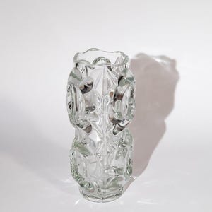 Rare vintage Czech glass vase, Frantisek Peceny for Hermanova Hut | bohemian vase, 70s decor, clear glass vase, abstract vase, unique gift