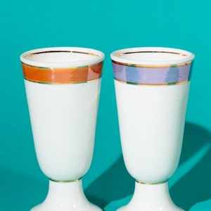 Vintage Iridescent Porcelain Coffee Cups - MCM Barware Set of 2