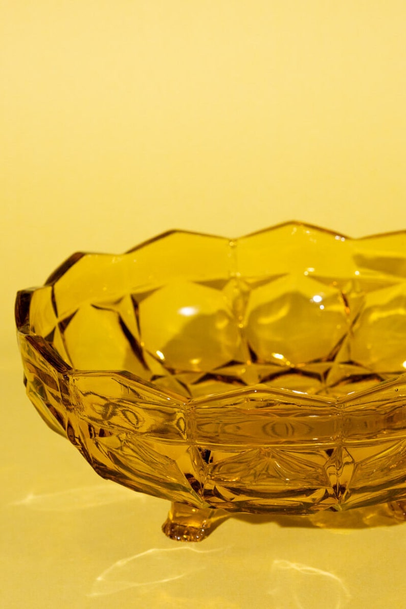 Vintage amber glass fruit bowl Unique Christmas gift, Housewarming gift, Birthday gift, MCM, 60s 70s, serving bowl image 3